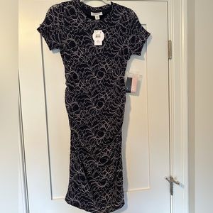 Navy Blue Pink Floral Gender Reveal Maternity Dress Size Small